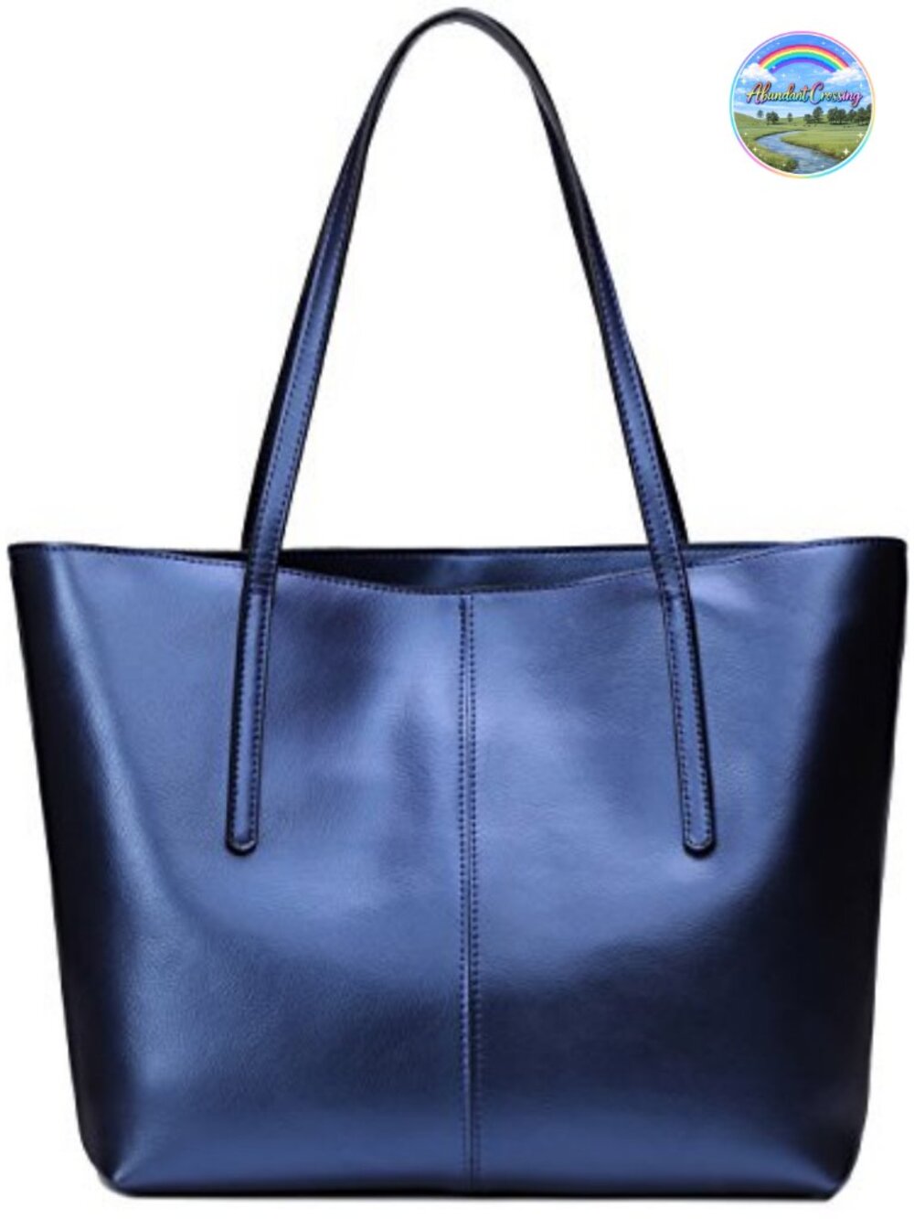 Genuine Leather Large Tote Shoulder Bag with Zip Pockets Fits 14" Laptop